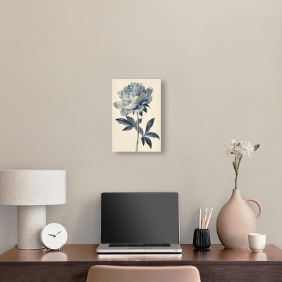 Delicate Blue Flower Minimalistic Wrapped Canvas Wall Art, 15" x 10"