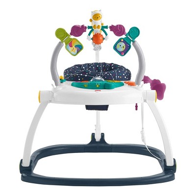 Fisher-Price Playroom Astro Kitty SpaceSaver Jumperoo Chair Seat & Baby Bouncer with Interactive Controls, Music, Lights, and Sounds for Ages 2 and Up