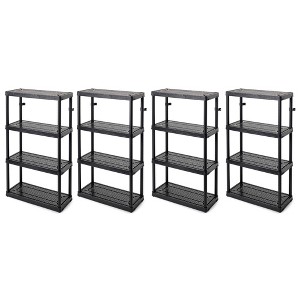 Gracious Living 4 Shelf Fixed Height Ventilated Medium Duty Shelving Unit, Black - 1 of 4