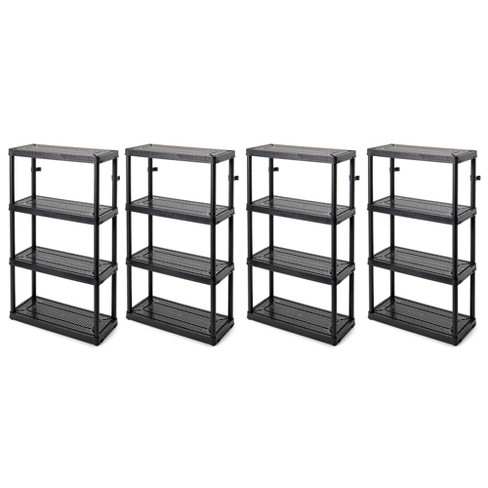 Gracious Living 4 Shelf Fixed Height Ventilated Heavy Duty Storage Unit 18  x 36 x 54 Organizer System for Home, Garage, Basement, and Laundry, Black