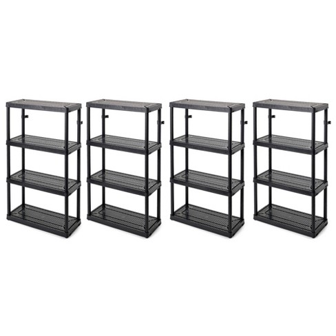 Gracious Living 4 Shelf Knect A Shelf Solid Light Duty Storage Unit, Black