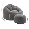 GlasFlength Bedding Bean Bag Sofa Chair High Pressure Foam, Padded Foam Padding Compressed Bean Bag With Footrest, Grey, 18.1"*17.7"*13" - 2 of 4