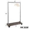 Pipe Decor 59 ½ in. Rolling Single Rod Clothing Rack with Wood Shelf, Boulder Black - 2 of 4