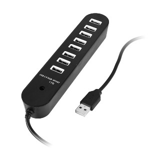 Unique Bargains Plastic Shell Rectangle 19.7" Cable 1TB 8 Ports USB 2.0 Hub Splitter Adapter 1 Pc Black - 1 of 4