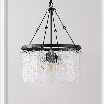 Selene Black Iron and Crystal 4-Light Chandelier
