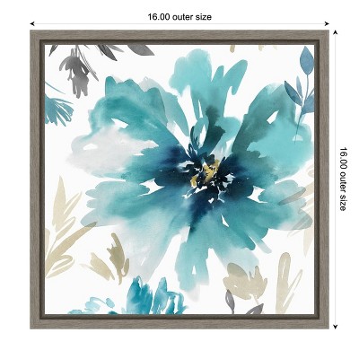 16" x 16" Blue and Green Floral Canvas Wall Art