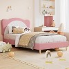 Twin/Full Upholstered Bed Frame with Adjustable Scallop Headboard, Velvet Princess Platform Bed, Solid Wood Slats, No Box Spring Needed - 2 of 4