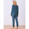 cheibear Women's Sweatshirt Jogger Lounge Set Long Sleeve Knit Round Neck Pajama Tracksuit - 3 of 4