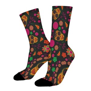 Sugar Skull Women Printed Crew Socks Funny Funky Socks Soft Polyester Novelty Gifts for Artists Men - 1 of 1