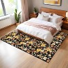 Modern Living Room Rug, Washable Floral Print Floor Cover, Low Pile Non-Slip Indoor Mat, Stain-Resistant Accent Carpet for Bedroom, Office - 3 of 4