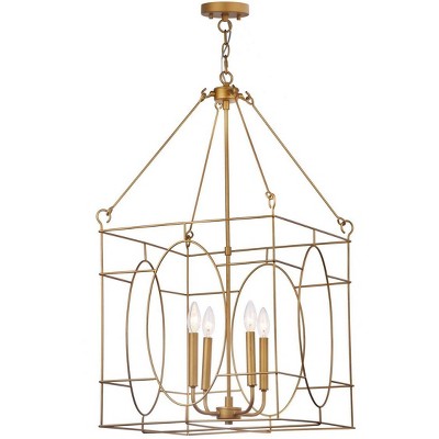 Margot Contemporary Gold Glass 18" Adjustable Pendant Light