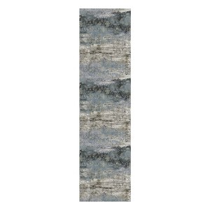 MontVoo Modern Abstract Washable Area Rug Teal - 1 of 4