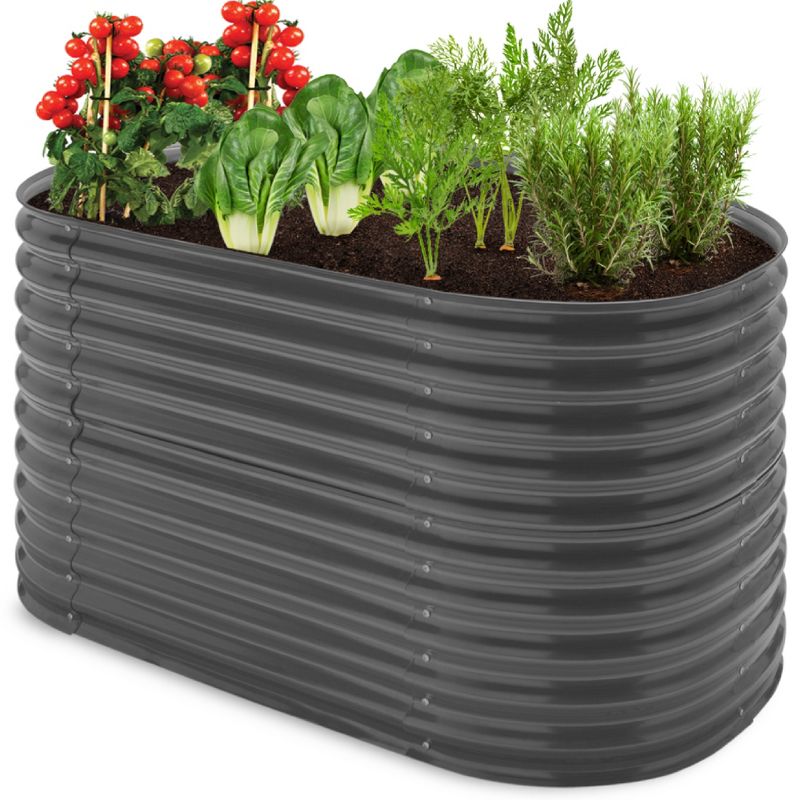 Best Choice Products 63in Oval Metal Raised Garden Bed, Customizable Outdoor Planter for Gardening, Plants, 1 of 9