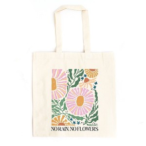 City Creek Prints Boho No Rain No Flowers Canvas Tote Bag - 15x16 - Natural - 1 of 2