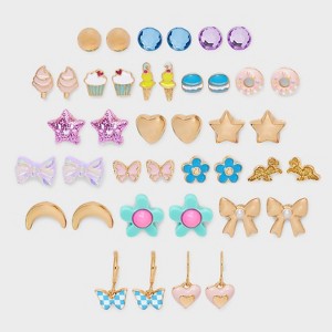 Girls' 20pk Foods Earring Set - Cat & Jack™ Blue/Pink: Stud Earrings, Recycled Zinc, Acrylic - 1 of 3