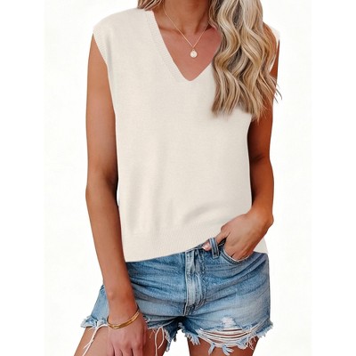 INSPIRE CHIC Women's V-Neck Sleeveless Uniform Classic Knitted Pullover Sweater Vest