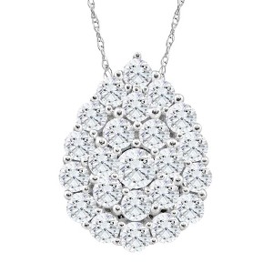 Pompeii3 2Ct TW Real Diamond Tear Drop Pendant 10k White Gold 18" Women's Necklace - 1 of 4