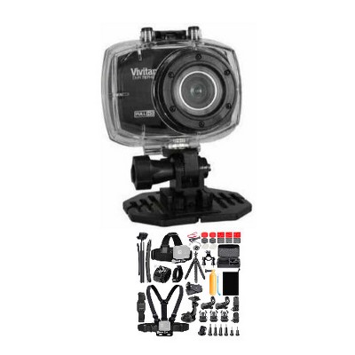 Vivitar DVR787 Action Camera with Waterproof Case and Accessory Bundle