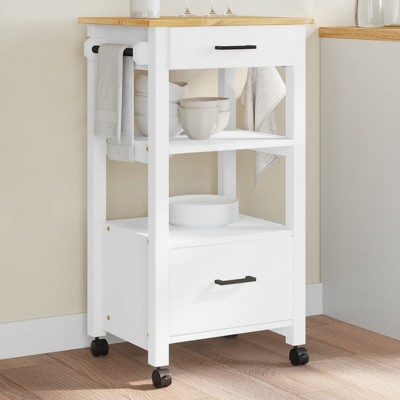 vidaXL Kitchen Trolley MONZA 18.9 in.x15.7 in.x35.4 in. Solid Wood Pine