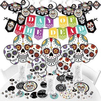 Download Big Dot Of Happiness Day Of The Dead Halloween Sugar Skull Party Supplies Banner Decoration Kit Fundle Bundle Target