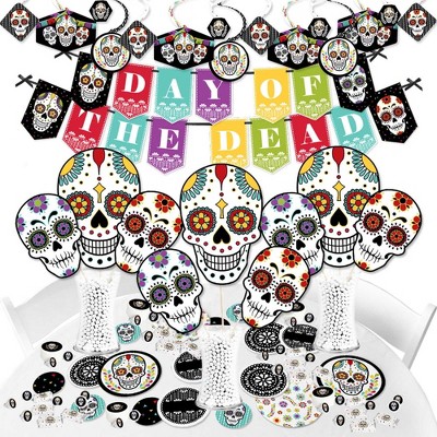 Download Big Dot Of Happiness Day Of The Dead Halloween Sugar Skull Party Supplies Banner Decoration Kit Fundle Bundle Target