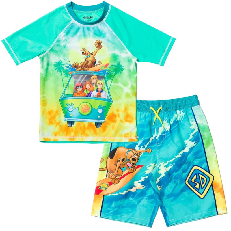 Scooby-Doo Shaggy Daphne Fred Velma Rash Guard and Swim Trunks Outfit Set Toddler , 1 of 8