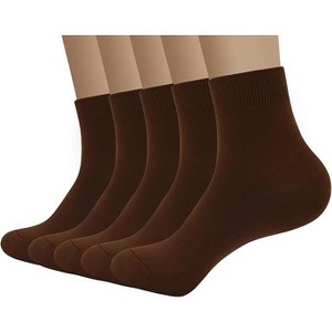 SERISIMPLE Men Viscose Bamboo Quarter Thin Ankle High Breathable Comfort Cool Soft Quarter Ankle Socks Grey Large 5 Pairs - 1 of 4