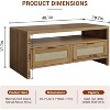 40" Boho Storage Coffee Table, Rattan & Oak 2-Tier Console with 2 Drawers, Mid-Century Cocktail Table for Small Spaces - 2 of 4