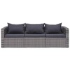 vidaXL Garden Sofa Set Set of 3 Grey Poly Rattan 3 piece set - 4 of 4