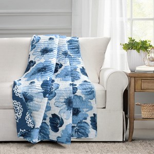Lush Décor Leah Reversible Throw Navy/White Single 50X60 - 1 of 4