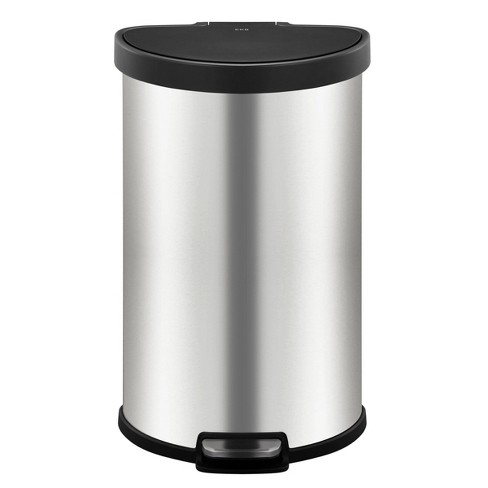 EKO 45L Aria Semi-Round Stainless Steel Resin Lid Step Trash Can no liner