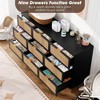 Rattan Dresser with 9 Drawers, Tall Modern Closet with Deep Storage, Large Chest of Drawers with Wide Top - 4 of 4