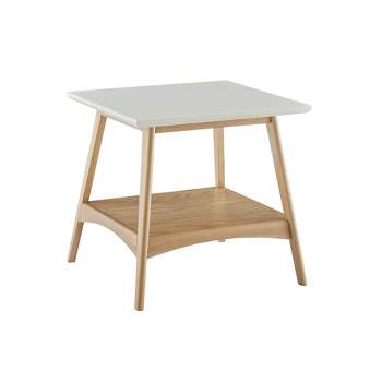 LIVN CO. Mid-Century Modern End Table Off-White/Natural
