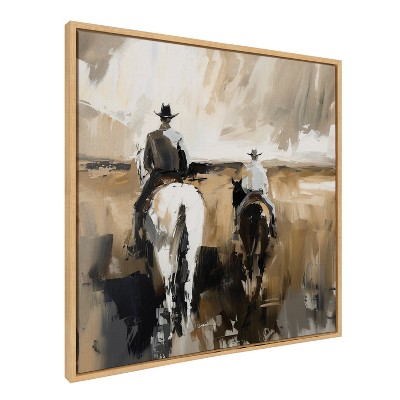 Natural 30" x 30" Abstract Cowboy Horseback Canvas Print