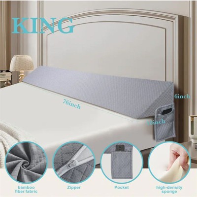 PAGED 193CM Bed Pillow, Wedge Pillow with Storage Pocket, Foam Filling and Removable Cover, Pillow for Bed and Reading