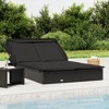 vidaXL - 2-Person Black Poly Rattan Sunbed with Foldable Roof and Cushions - Outdoor Daybed 83.9"x 46.5"x 38.2" for Patio, Garden, Balcony - 2 of 4