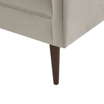 Cream Velvet Upholstered Bench with Solid Wood Legs