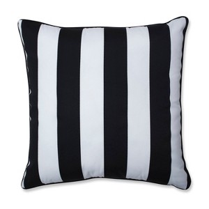 25" Cabana Stripe Floor Pillow Black - Pillow Perfect - 1 of 4