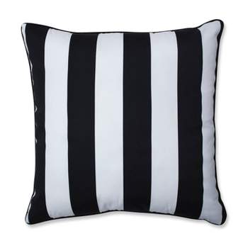 25" Cabana Stripe Floor Pillow Black - Pillow Perfect
