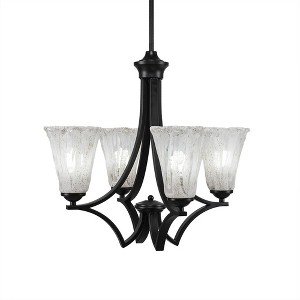 Toltec Lighting Zilo 4 - Light Chandelier in  Matte Black with 5.5" Fluted Italian Ice Shade - 1 of 1