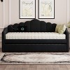 KWPZQEB Twin Size Daybed with Trundle, Velvet Upholstered Sofa Bed with Charging Port & 2 Side Pockets, No Box-spring Needed - 4 of 4