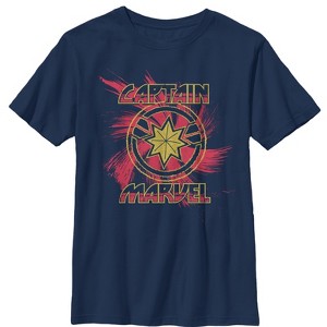 Boy's Marvel Captain Marvel Star Symbol Swirl T-Shirt - 1 of 3