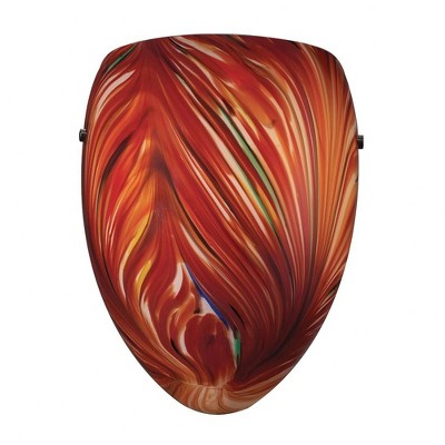 Hand-Blown Multicolor Glass Sconce with Satin Nickel Finish