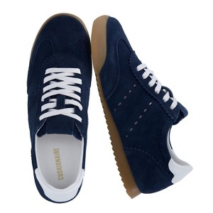 CUSHIONAIRE Tick Tock Women's Genuine Leather Lace-Up Casual Sneaker – Retro-Inspired Walking Shoe with Gum Rubber Outsole, Cushioned Arch Support - 1 of 4