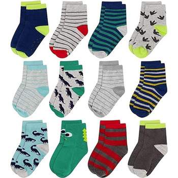 Dinosaur Kid's 12 pack socks for Boys and Girls, Toddlers Ages 4-5