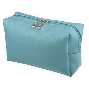 Unique Bargains PU Leather Waterproof Makeup Bag Cosmetic Case Makeup Bag for Women S Size Lake Blue 1 Pcs - 1 of 4