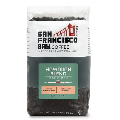 San Francisco Bay Coffee, Hawaiian Blend, 2lb (32oz) Whole Bean Coffee