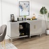 TiramisuBest Retro 3-Door Sideboard with Large Storage Space，Rattan Doors and Metal Handles, Accent Cabinet for Living and Hallway (Antique Black) - 3 of 4