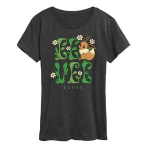 Women's - Pokémon - Eevee Floral Short Sleeve Graphic T-Shirt - 1 of 4