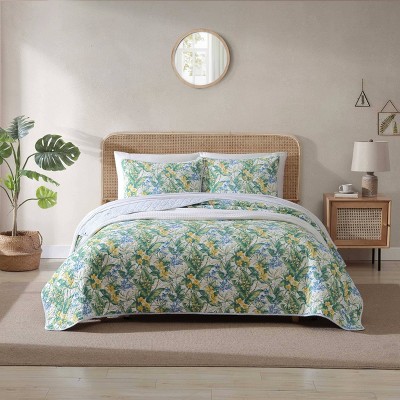 Blue Cotton Reversible Full Quilt Set